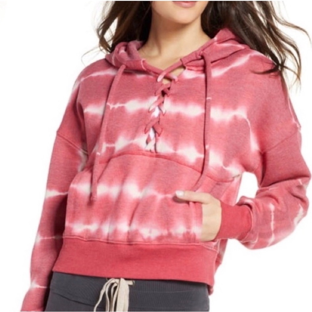 Free People | FP Movement Tie-Dye Believer Hooded Sweatshirt in Fireside Pink